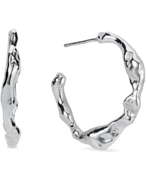 Lulu and Boo Jewellery Large Solid Sterling Hoop Earrings - Metallic