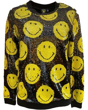 Any Old Iron Smiley Reversible Sequin Sweatshirt - Yellow