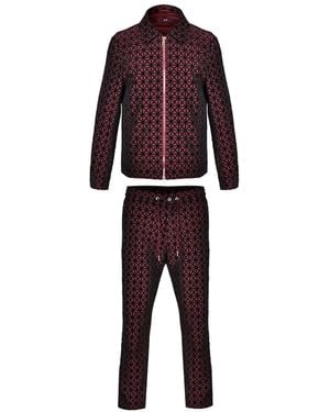 DAVID WEJ Kensington Luxury Velvet Jacquard Aviator Set - Red