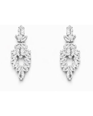 Maison De Gala Leaf Crystal Drop Earrings - Metallic