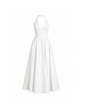 Icon Leva Aurelia Cotton Halter Corset Maxi Flare Dress - White