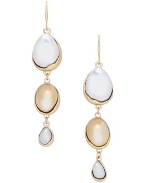 Saachi Triple Glass Orb Dangle Earrings - Metallic