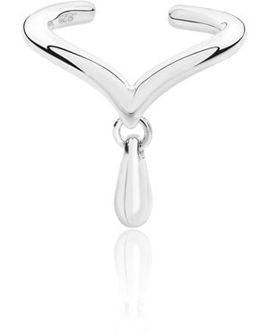 Lucy Quartermaine Solid Sterling Ear Cuff With Drop - White
