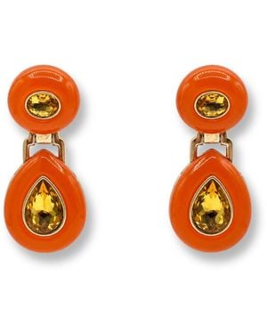 Michael Nash Jewelry Lena Resin And Topaz Drop Earrings - Orange