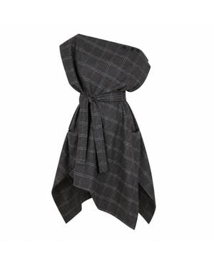 Stuart Trevor Pirate Dress – Charcoal Windowpane Check - Black