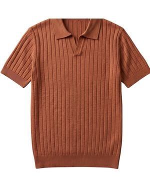 Harmain Leathers Ltd The Ribbed Knit Johnny Collar Polo - Brown