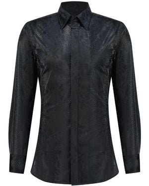 Úchè Snake Skin Collared Shirt - Black