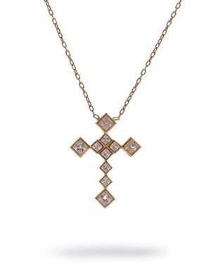Ebru Jewelry Eternal Grace Diamond Cross Necklace - Metallic