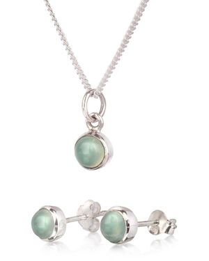 The Jewellery Store London March Birthstone Jewelry Set With Aqua Chalcedony - White