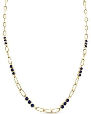 Clemence Wren Triple Sapphire Gemstone Necklace Chain - Metallic
