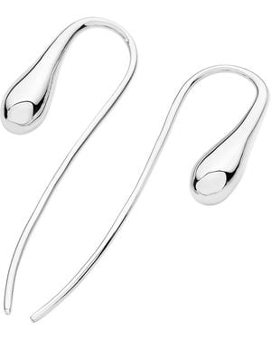 Lucy Quartermaine Solid Sterling Hook Drop Earrings - Metallic