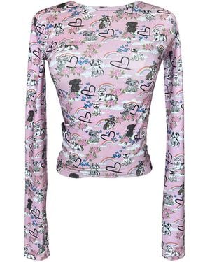 Cloud Haven Long Sleeve Dog Printed Tee - Blue