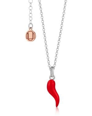 Unaloe And Enamel Cornicello Necklace – Italian Handmade Good Luck Charm - Red