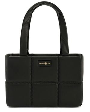 Orange Cube Square Stitch Cushion Tote - Black