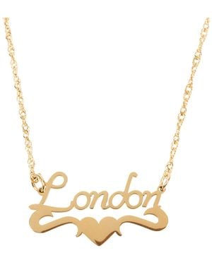 Black Cake Royal Posh Punk London Nameplate Necklace - Metallic
