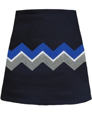 My Pair Of Jeans Chevron Embroidered Miniskirt - Blue