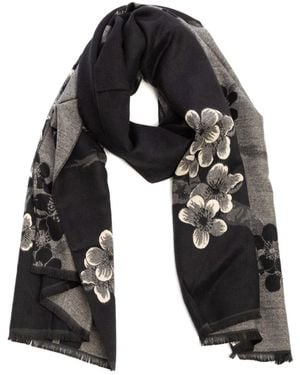 Saachi Two Colour Floral Reversible Scarf - Black