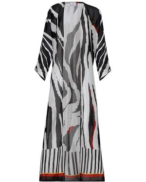 DHARA SHETH DUBAI Into The Wild And Stripe Zebra Animal Print Kimono Dress - Black