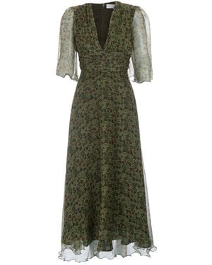 Sofia Tsereteli Floral Silk Gown - Green