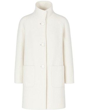 Conquista Neutrals Cozy Button Coat With Pockets - White