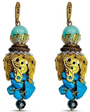 Bellus Domina Gala Beaded Dangle Earrings - Blue