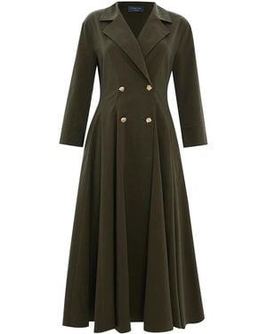 Exquise Regular Jacket Collar Pocketed Dress - Green