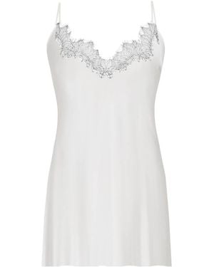 Avenue 8 Lace Detailed Silk Mini With V-Neck - White