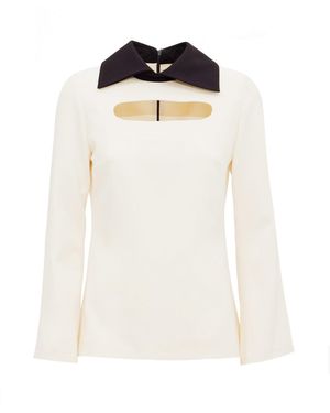 Julia Allert Fitted Ecru Blouse With Cutouts - White