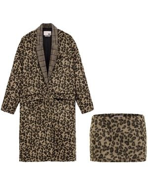 Come on Jaguar Coat & Mini Skirt Outfit - Brown