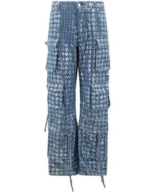 Maui X Lolita Kelly Sequin Cargo Denim Trousers - Blue