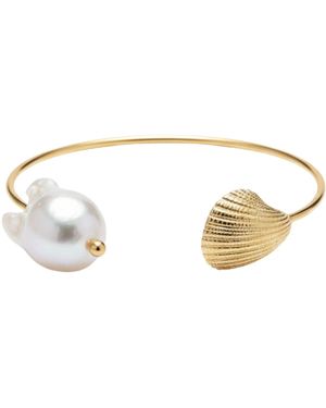 LINYA JEWELLERY Oyster Baroque Pearl Cuff Bracelet - Metallic
