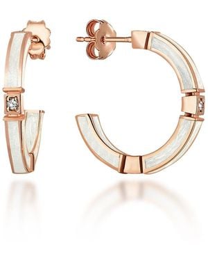 C|Nd|N by Candan Balto Megaron & Mother Of Pearl Enamel Hoop Earrings - Metallic