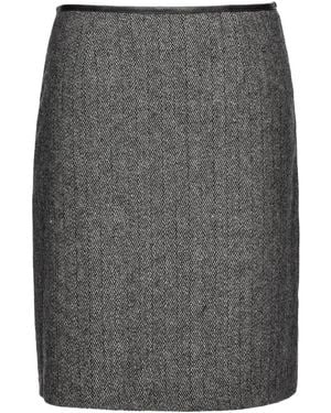 Smart and Joy Marled Wool Formal Mini Skirt - Grey