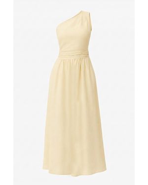 Exquise Neutrals Burk Elastic Waist Linen Blend Midi Dress - Natural