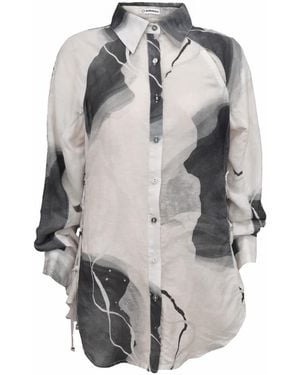 Shinaraa Extra Long Button Down Shirt - Gray