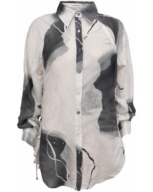 Shinaraa Extra Long Button Down Shirt - Gray