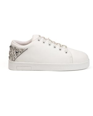 Rettrose Lexi Luxury Suede Handmade Embellished Tennis Shoe - White