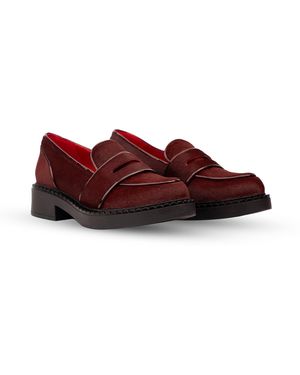 Rosamund Muir London Stratford Burgundy Calf Hair Loafers - Red
