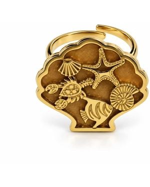By Ozge Bosphorus Sea Treasures Tone Adjustable Statement Ring - Metallic