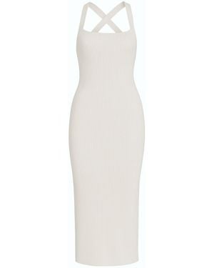 Monlicia Azura Knit Crisscross Back Bodycon Midi Dress - White