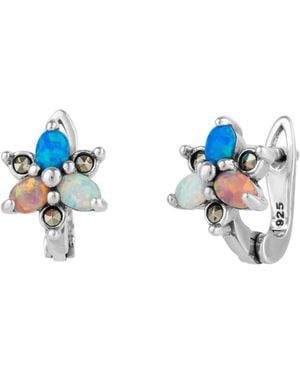 Spero London High Quality Opal Flower Sterling Earring - Blue