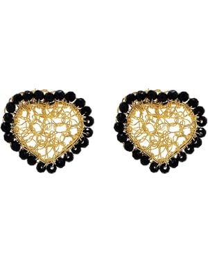 Lavish by Tricia Milaneze Amour Mini Posts Handmade Crochet Earrings - Metallic