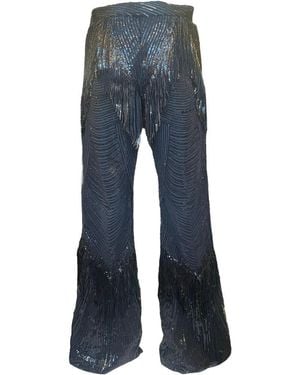 Any Old Iron Sequin Fringe Trousers - Blue