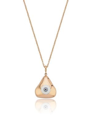 Ecce | Artisan Diamonds 14Ct Solid Drop Evil Eye Enameled Necklace - Metallic