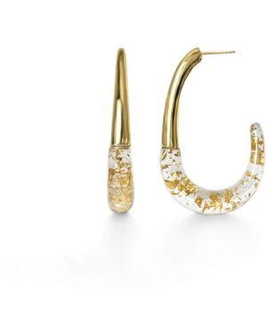 Gold & Honey J Hoop Earrings - Metallic