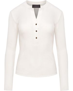 Mandragora Neutrals Ecru Ribbed Knit Long-Sleeve - White