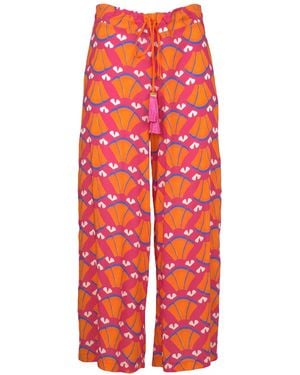 Lalipop Design Multi-colour Wide-Leg Viscose Trousers - Red