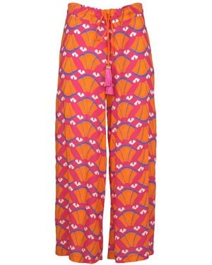 Lalipop Design Multi-colour Wide-Leg Viscose Trousers - Red