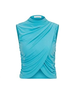 Maan Istanbul Turtleneck Mint Crop Top - Blue