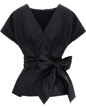 concept A trois Taffeta Top With Pleats - Black